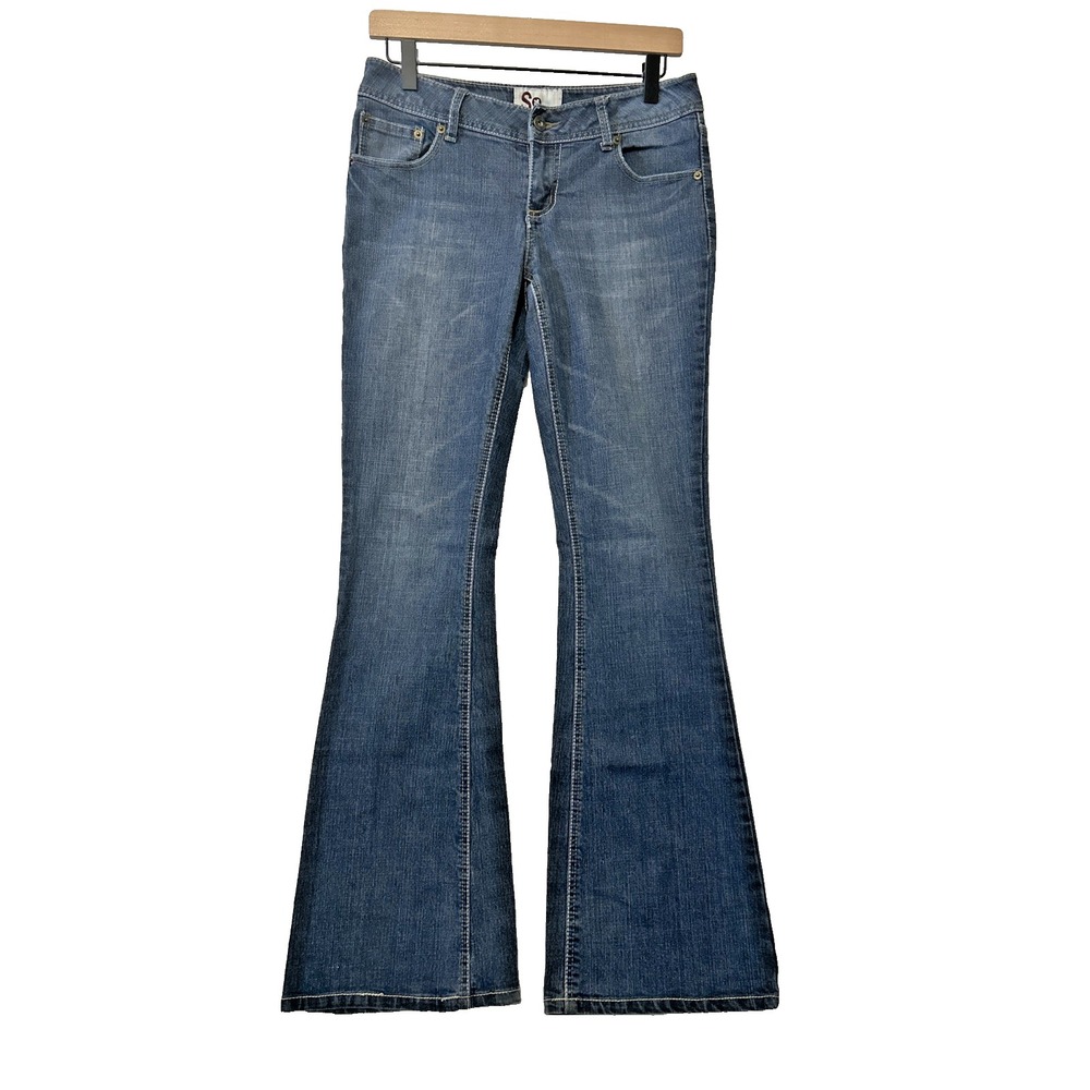 Vintage So Y2K Flare Jeans Size Juniors 7/Womens‎ 4 Flap Pocket Low Rise 2000's